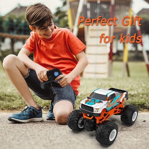 Remote Control Car, 1:16 Scale RC Monster Truck for Boys, 2.4 GHz All Terrain RC Cars for Boys Girls 4-7 8-12, 20 Km/h Off Road RC Truck, Christmas Birthday Gift for Kids and Adult, Orange in Kuwait