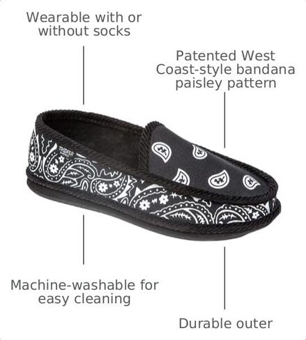 Trooper America Men and Women KS-002 Black Bandana Paisley Slip-On | Cozy, Colorful House Shoe Slippers | Ultra Cushion For Indoor and Outdoor in Saudi Arabia