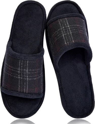 Magtoe House Slippers for Men Open Toe with Micro Suede，Comfortable Indoor Slip on Mens Slides Sandals Memory Foam for Bedroom Spa Living Room , All Seasons in Kuwait