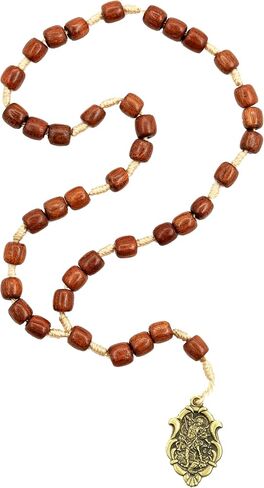 Catholica Shop Catholic Religious Wear I Catholic Religious St Michael Medal Chaplet Rosary for Prayer with Cherry Wood Beads I Beaded Rosary 9 Inches in Kuwait