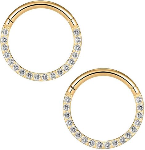 Piercingpops 16G Cartilage Earrings Hoop CZ/Opal Paved Tragus Helix Earrings Septum Clicker Ring Hinged Segment Nose Rings Hoop in Kuwait
