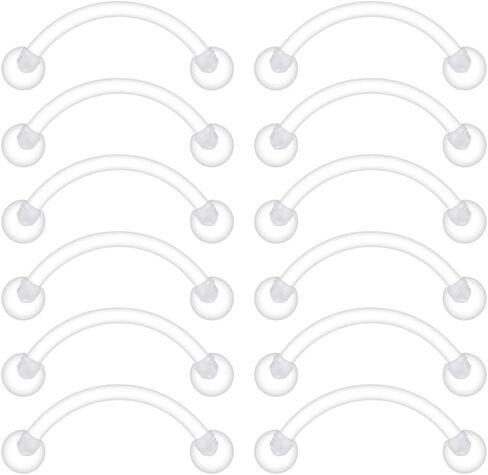 SCERRING 16 مقياس واضح الاكريليك Bioflex منحني الحديد الحاجب البطن الشفاه الزنمة حلقة محارة ثقب المجوهرات التجنيب 6-12 مللي متر 12-24 قطعة in Kuwait