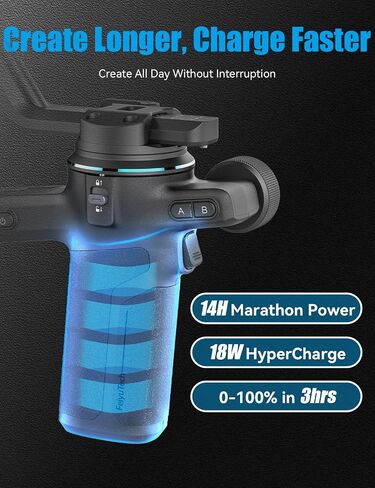 FeiyuTech Scorp Mini 3-Axis All in One Gimbal Stabilizer for Mirrorless Camera with Short Lens, Compact Cameras, Action Camera Gopro, 54-88mm Width iPhone 14 Pro, 1.3" Touch Screen, 2.6lbs Payload in Kuwait