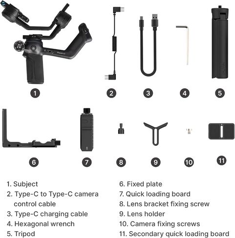 FeiyuTech Scorp Mini 3-Axis All in One Gimbal Stabilizer for Mirrorless Camera with Short Lens, Compact Cameras, Action Camera Gopro, 54-88mm Width iPhone 14 Pro, 1.3" Touch Screen, 2.6lbs Payload in Kuwait