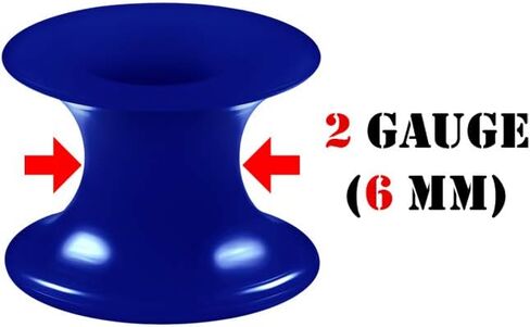 BIG GAUGES Pair of Dark Blue Silicone Double Flared Saddle Piercing Jewelry Stretcher Ear Earring Lobe Flesh Tunnel Plugs in Kuwait
