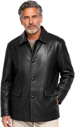 REED Men's Premium Four Button Car Coat Leather Jacket Made in USA in Kuwait