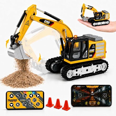 1/64 Mini RC Forklift, APP & 2.4GHz Remote Control, Liftable Forks, Hook Accessory, Type-C Rechargeable, LED Lights Sound, Alloy RC Construction Vehicles Toy Gift for Kids in Saudi Arabia