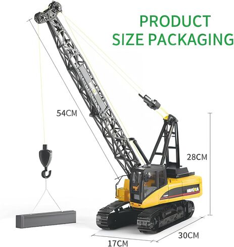 Ailejia Remote Control Truck Crawler Tower Crane Toy for Boys, 1/14 RC Truck Crane Construction Toy Tractor Digging Engineering Toy Construction Vehicle with Lights Sounds for Boys & Girls in Saudi Arabia