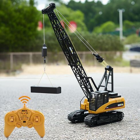Ailejia Remote Control Truck Crawler Tower Crane Toy for Boys, 1/14 RC Truck Crane Construction Toy Tractor Digging Engineering Toy Construction Vehicle with Lights Sounds for Boys & Girls in Saudi Arabia