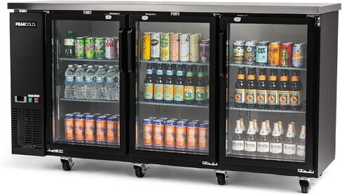 PEAKCOLD 3 Glass Door Commercial Back Bar Cooler; Beer Fridge; Under Counter Refrigerator; 72" W in Kuwait