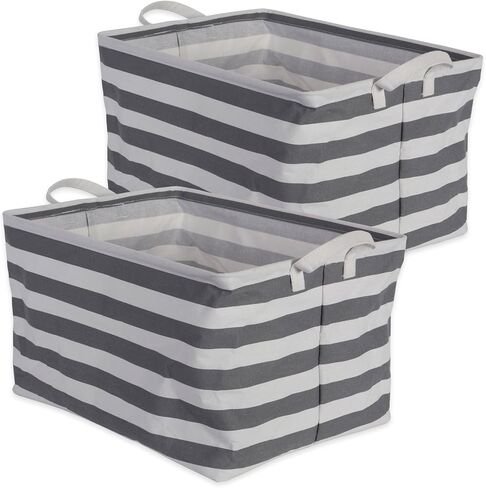 DII Laundry Storage Collection, PE Coated Collapsible Bin with Handles, Gray Lattice, Small Set, 9x12x8" in Kuwait