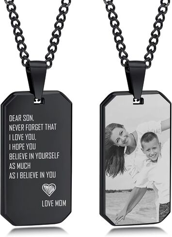 MEALGUET شخصية الفولاذ المقاوم للصدأ قلادة Dogtag للأب، صورة مخصصة نص الجيش الكلب علامة قلادة قلادة للأب الزوج الابن قلادة صورة مخصصة للرجال النساء، هدية لعيد الأب in Kuwait