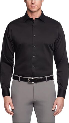 Kenneth Cole REACTION Men's Dress Shirt Regular Fit Stretch Collar Non Iron Solid, White, 16" Neck 34"-35" Sleeve in Kuwait
