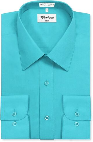 Italy Men's Long Sleeve Solid Premium Dress Shirt in Saudi Arabia