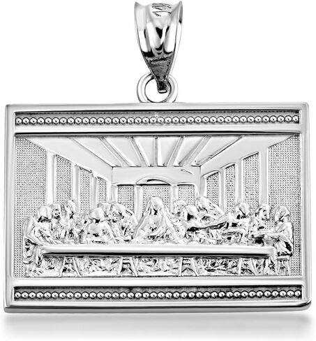 قلادة من الفضة الإسترلينية عيار 925 بتصميم يحمل عبارة «The Last Supper of Jesus ». in Kuwait