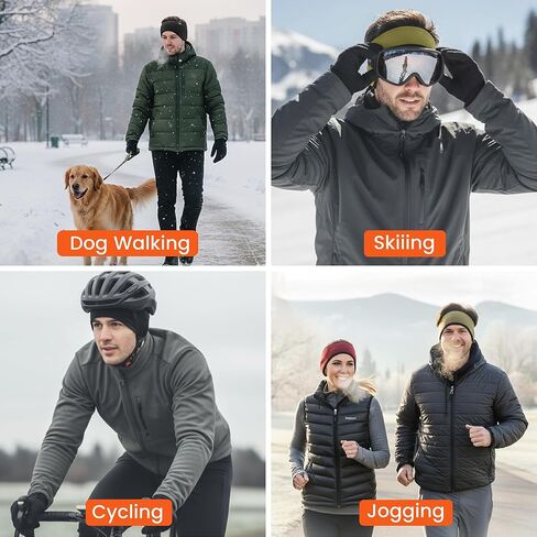 180s Winter Fleece Ear Warmers Unisex Headband for Men Women | Excellent for Ski Running Cycling (Black) in Kuwait
