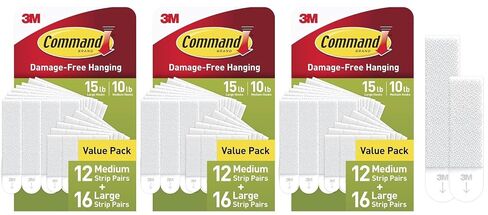Command 15 & 10 lb Assorted Picture Hanging Strips, 28 Pairs, SIOC in Kuwait