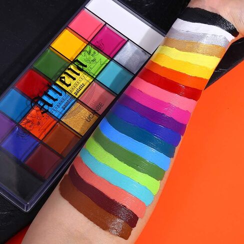 UCANBE Athena Face Body Paint Oil Palette, 20 Colors Large Black White Professional Flash Tattoo Halloween SFX Party Artist Costume Festival Stage Cosplay Full Size Makeup Painting Kit 168g in Kuwait