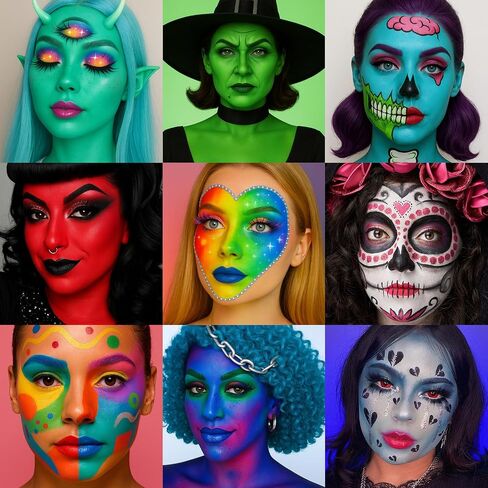 UCANBE Athena Face Body Paint Oil Palette, 20 Colors Large Black White Professional Flash Tattoo Halloween SFX Party Artist Costume Festival Stage Cosplay Full Size Makeup Painting Kit 168g in Kuwait