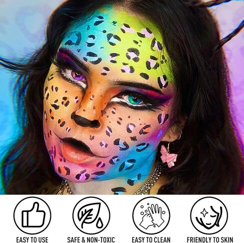 UCANBE Athena Face Body Paint Oil Palette, 20 Colors Large Black White Professional Flash Tattoo Halloween SFX Party Artist Costume Festival Stage Cosplay Full Size Makeup Painting Kit 168g in Kuwait