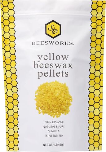 Beesworks حبيبات شمع العسل الصفراء (1 رطل) | نقي 100%، درجة مستحضرات التجميل، شمع العسل المصفى ثلاثيًا للعناية بالبشرة، ومرطب الشفاه، والغسول، وصناعة الشموع. in Kuwait