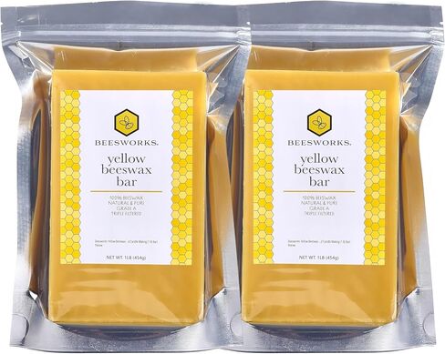 Beesworks Yellow Beeswax Bars (6 oz) | 100% Pure, Cosmetic Grade, Triple-Filtered Beeswax for DIY Skin Care, Lip Balm, Lotion and Candle Making (1 oz Bars - Pack of 6) in Saudi Arabia
