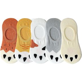 IHAUIUE Cat Paw No Show Socks Cute Animal Print Ankle Socks Non Slip Low Cut Socks for Women, Ladies, Girls, 5 Pack in Kuwait