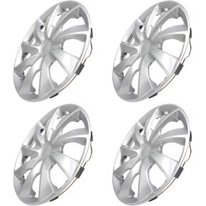 OCPTY 4 Pack 15 inch Car Wheel Rim Skin Cover Hub Caps Hubcap Wheel Cover Silver - Replacement for OEM Steel Wheels, High Grade ABS with Retention Ring