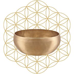 Bronze Flower of Life Singing Bowl with Felt Ring and Cover (Synthesis Series) — MADE IN INDIA — For Meditation, Yoga and Sound Healing Therapy, 7.6", 2-YEAR WARRANTY