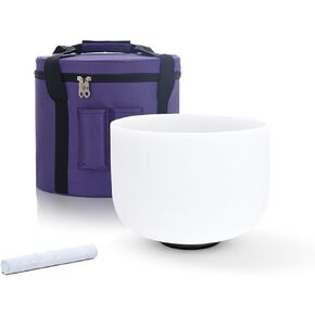 KVKA 8 Inch F Note Heart Chakra Crystal Singing Bowl Sound Healing With Carrying Case for Yoga Sound Bath (432hz, F Note Heart Chakra ）