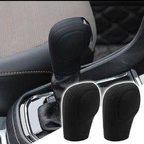 msyuusr 2 Pcs Car Gear Shift Knob Cover, Anti-Slip Elastic Silicone Auto Knob Gear Stick Protector Cover for Men Women, Universal Car Interior Accessories (Black)