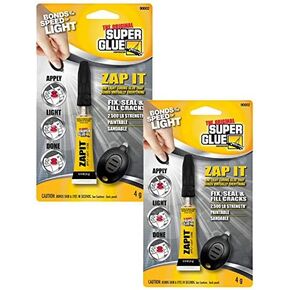 Super Glue - ZAPIT - Light Curing Adhesive - One 4 Gram Tube - (Pack of 2)