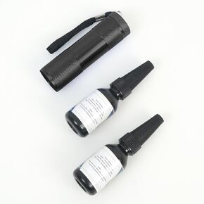 UV Glue Kit with uv Light, Liquid Plastic Welder, Glass Repair Fluid, Cures Quickly, Plastic, Glass, Metal Adhesive Repair for Home, Outdoors. (2Pack-20ML+Light)