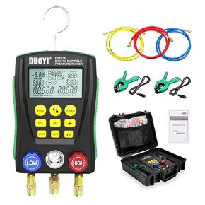 Digital Manifold Gauge for 93 Refrigerant Digital Manifold Gauge Set HVAC Pressure&Temp Test Air Conditioning Tools & Equipment Supercooling/Superheating Test HVAC Digital Gauges with 3.5"LCD Display