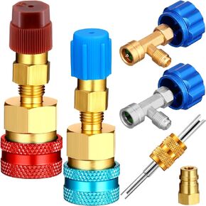 DaisyInner 8 Pcs Quick Couplers Connectors Kit High/Low Side R1234yf to R134a Quick Coupler Adapter, Can Tap and Self Sealing/Puncture Can Tap with Tank Adapter for Car Conditioner Ac Charging