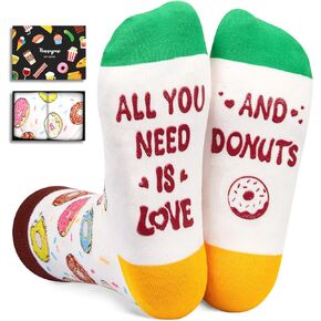 HAPPYPOP Donut Socks Women Men, Donut Gifts Teen Girl Gifts, All You Need Is Love And Donuts