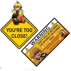 AK 2pcs Warning Decals, Demon Zenitsu Slayer Stickers Vinyl Decal car | Van | Trucks | Motorcycle | Bumper | Window Any Smooth Surface Size: 5"