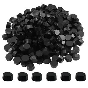 Hordion 300Pcs Wax Seal Beads, Black Octagon Sealing Wax with 4 Candles and 2 Melting Spoons for Wax Seal Stamp Wedding Invitations Envelopes Gift Wrap