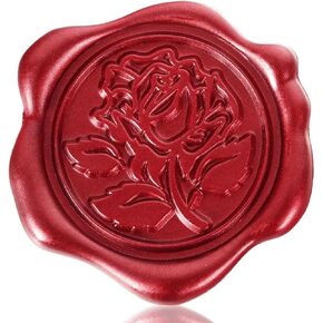 Whaline 50Pcs Wax Seal Stickers Red Rose Envelope Seal Stickers 3D Self-Adhesive Embossed Decals for Wedding Valentine Mother's Day DIY Greeting Invitation Cards Gift Decor