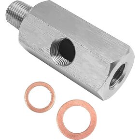 Stainless Steel Oil Pressure Sensor Adapter, With 1/8 NPT tee Oil Pressure Gauge Fitting Turbo Supply Feed line Connector for Turbo Supply Feed Line/Oil Pressure Gauge