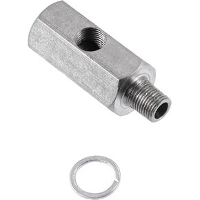 X AUTOHAUX 1/8" NPT Oil Pressure Sensor Tee Adapter 1/8 NPT Female to 1/8 NPT Male with 1/8 NPT Gauge Port Supply Feed Line Gauge Stainless Steel Silver Tone
