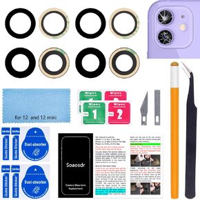 2PCS Soaosdr Original Back Rear Camera Lens Glass Replacement for iPhone 12 6.1 inch and iPhone 12 Mini 5.4 inch with pre-Installed Adhesive+Reparing Toolkit+Installation Manual