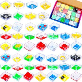 48 Pack Mini Cube Puzzle Box Bulk Balance IQ Maze Game Brain Teaser Puzzles Cubes for Kids and Adults Challenge Needs Stocking Stuffers Prizes Gifts