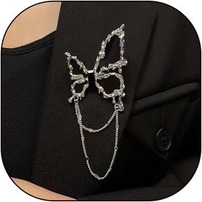 Black Crystal Butterfly Brooch for Women Teen Girls,Vintage Silver Tassel Pendant Brooch, Dainty Insect Pins Clothing Accessories Jewelry Gifts