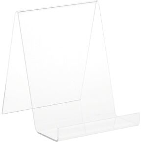 Plymor Clear Acrylic Flat Back Display Easel with 2.5" Box Ledge, 7.25" H x 6" W x 7" D