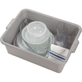 Restaurantware TUBS ONLY: RW Clean 20 x 15 x 7 Inch Kitchen Bus Tubs 10 Durable Bus Utility Boxes - Easy-Grip Handles Freezable Gray Plastic Bus Boxes for Restaurants Or Catering Services