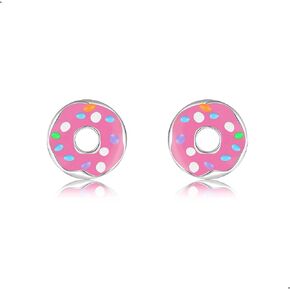 Donut Earrings 925 Sterling Silver Pink Donut Stud Earring Hypoallergenic Kawaii Food Donut Jewelry Gifts for Women Teen Girls Daughter in Kuwait