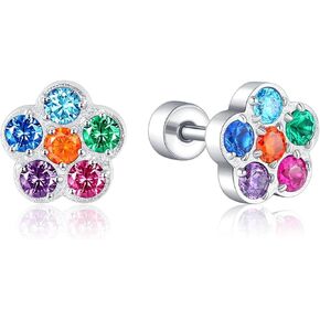 Titanium Earrings,Hypoallergenic Pure Titanium Earrings for Sensitive Ears,Implant Grade Titanium Cubic Zirconia Stud Earrings for Girls Women