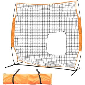 Lightweight Pitcher Protector Screen, Heavy Duty Steel Frame Weather Resistant Net and Carry Bag, 7’ x 7’ (Open Area in Net)