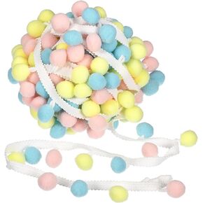 uxcell 2 Yards Pom Pom Ball Fringe Trim, Ribbon Sewing DIY Projects Accessory for Home Curtain Clothes Pillow Decoration, Mixed Color